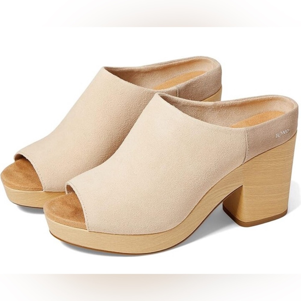 Toms Suede Peep-Toe Platform Mules